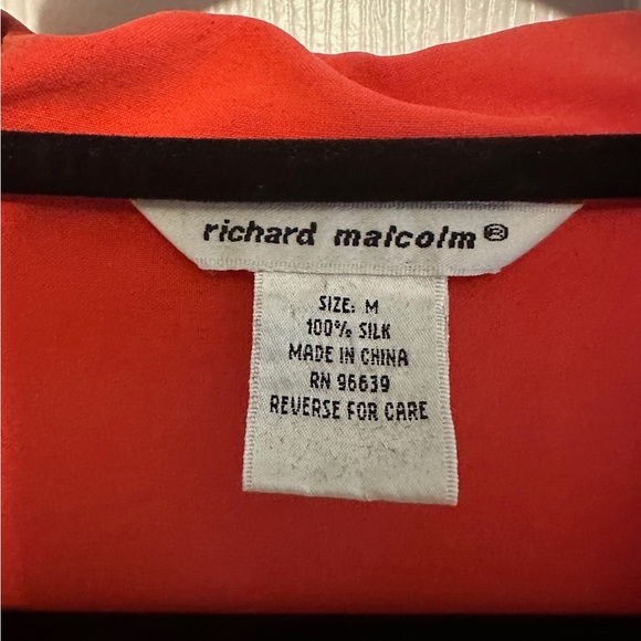 Orange Red Long Sleeve Notched Collar Blouse - Picture 3 of 3